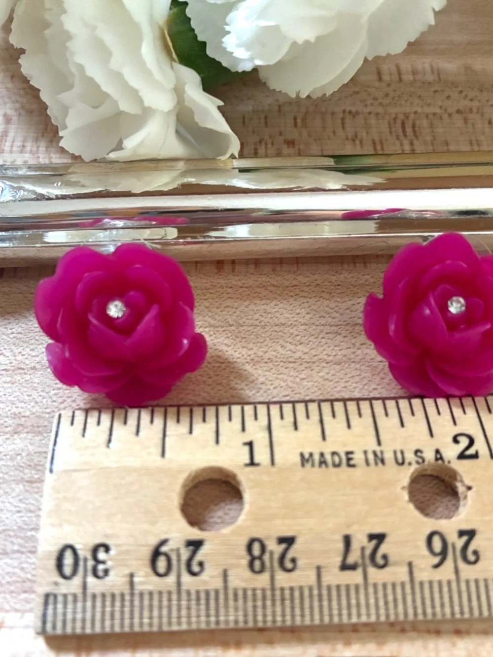 Betsey Johnson Rose Crystal Stud Earrings